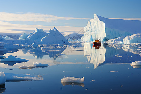 冰川下的红船图片