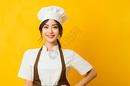 微笑表情的女性厨师图片