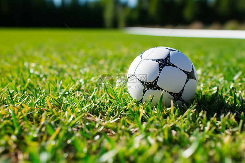 草地上的足球图片