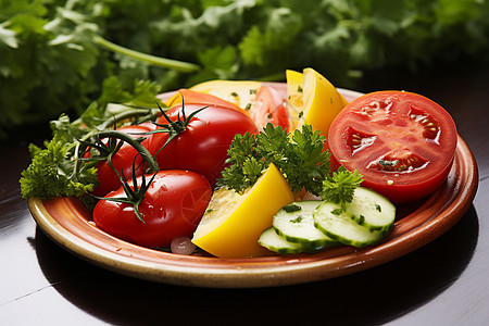 西红柿和黄瓜搭配背景图片