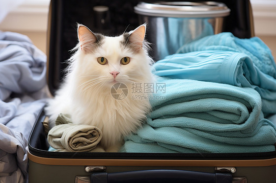 猫在旅行箱里图片