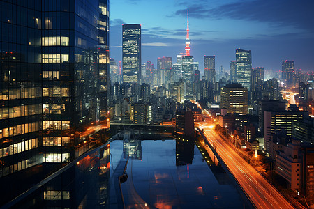 东京街头夜景东京夜景背景