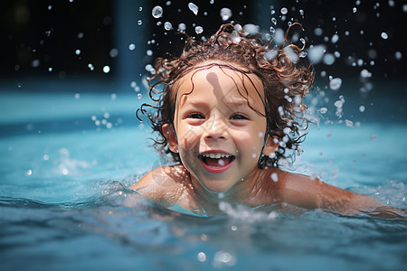 快乐游泳的孩子图片