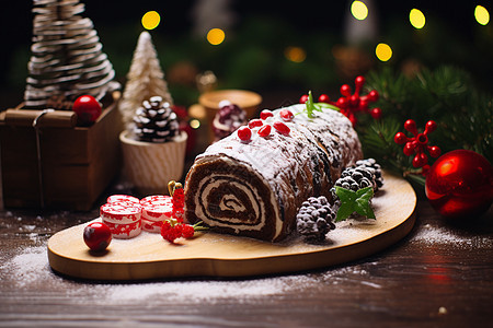 冬日圣诞蛋糕背景图片