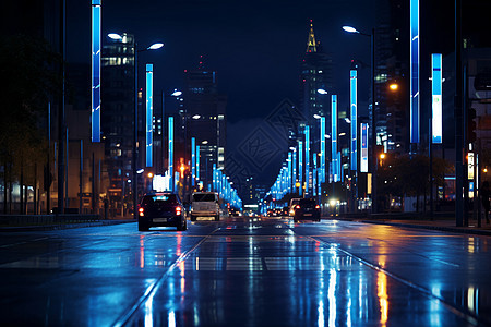 城市夜景中的公路背景图片