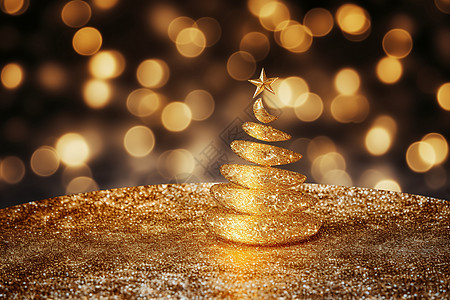 圣诞树的金色魅力背景图片