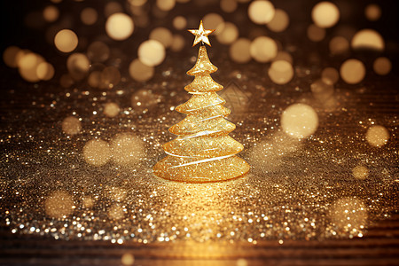圣诞节的金色圣诞树图片