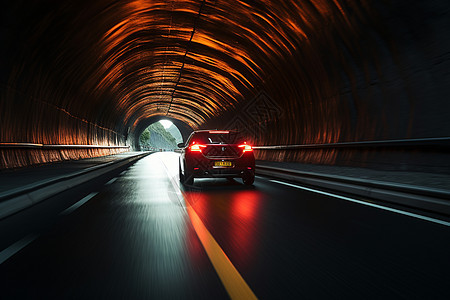 快速行驶的车辆通过隧道图片