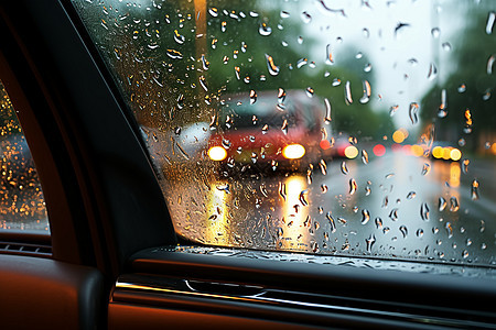 夜晚雨中的车窗模图片