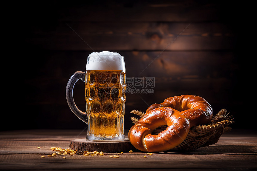 啤酒与硬面包图片