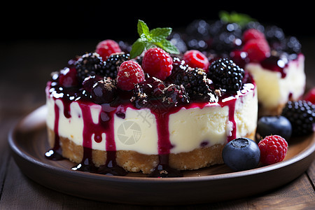 浆果的奶油蛋糕背景图片