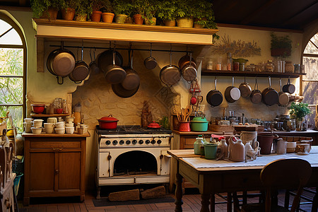 室内温馨的厨房设计背景图片