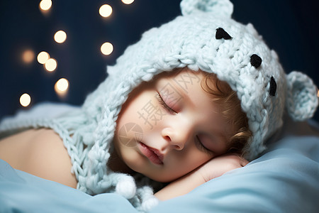 婴儿插画睡梦中的宝宝背景