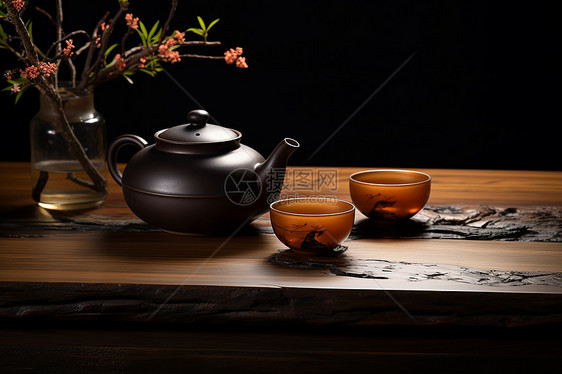 桌子上的雅致的茶具图片