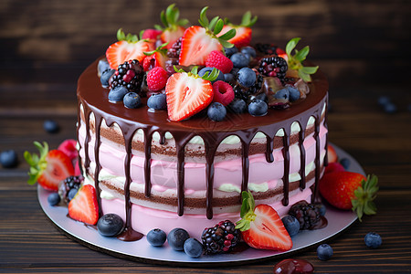 巧克力的水果蛋糕图片