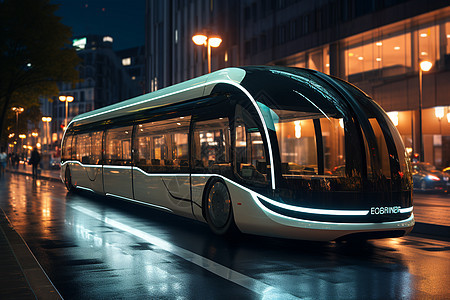 未来城市中的巴士背景图片