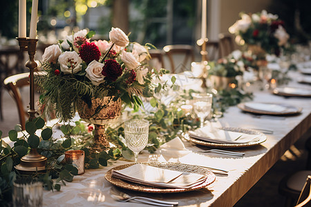仪式感的婚礼餐桌布置背景图片