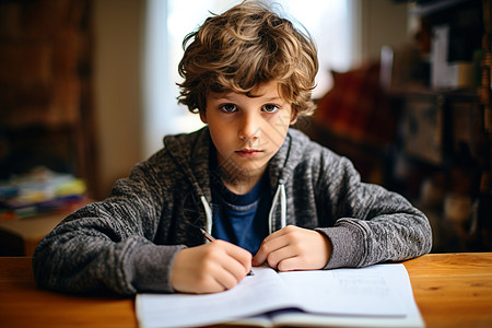 写作业的小孩男孩在写作业背景