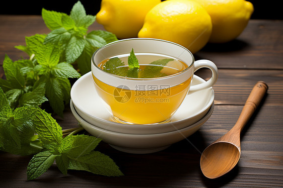 清新健康的柠檬茶图片