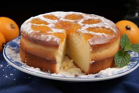 新鲜烘焙的柑橘蛋糕图片