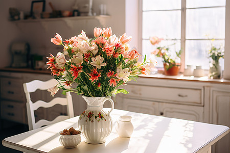 餐桌上的花瓶背景图片
