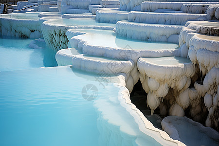 蓝色的自然温泉背景图片