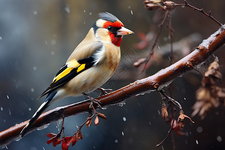 白雪中的金翅雀图片