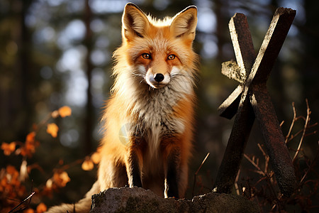 阳光下的智慧红狐图片