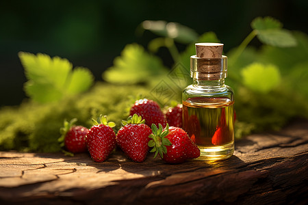 精华油美丽自然野草莓油背景