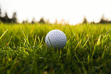 阳光下的高尔夫球在草地上图片