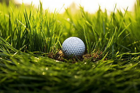高尔夫球在绿草地上静静躺着图片