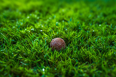 阳光下草地上的一颗小球图片