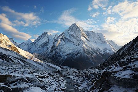 蓝天下的雪山背景图片