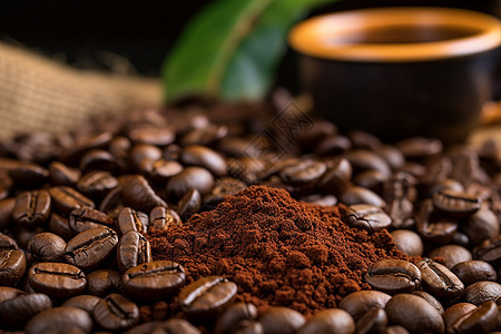 香醇的咖啡粉背景图片