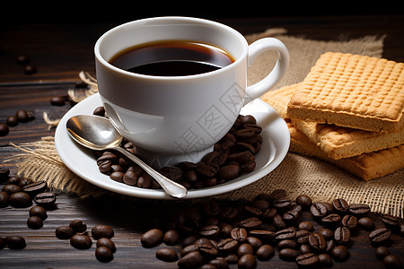早餐咖啡和饼干背景图片