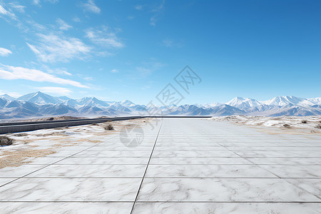 篮球地面蓝天白云下的公路背景