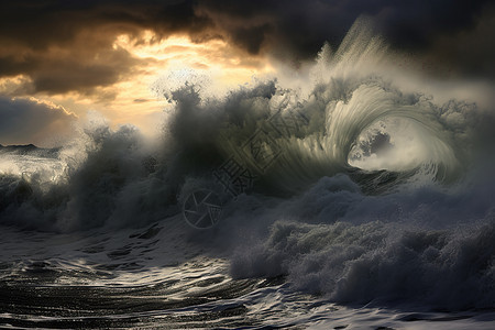 巨浪冲击海洋图片