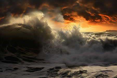 日出时一股巨浪图片