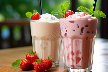 草莓夏日冰饮背景图片