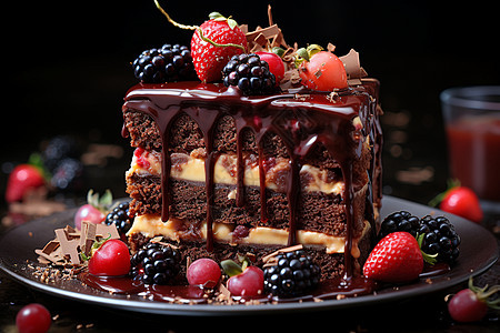 绮丽甜蜜巧克力蛋糕背景图片
