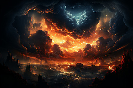 天空的火烧云背景图片