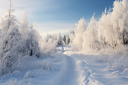 银装素裹的冬日森林图片