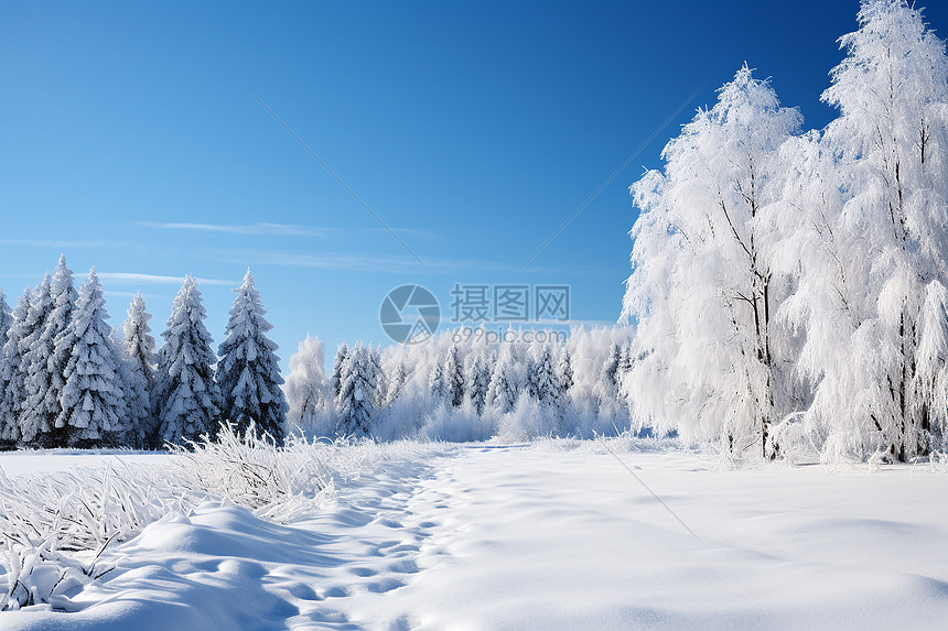 冬日漫步雪地图片