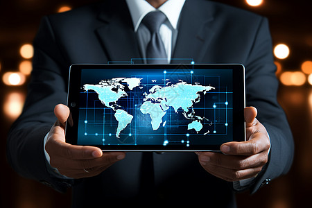 全球科技素材商务办公的全球互联网数据背景