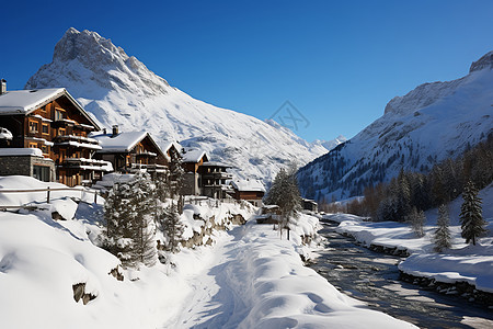 冬季白雪覆盖的雪山景观图片