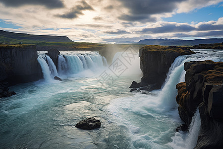 冰岛神奇瀑布背景图片