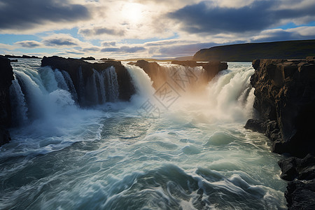冰岛瀑布雄壮壮丽图片