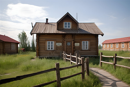 传统的草原木屋建筑高清图片