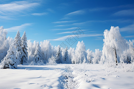 冬日雪地和森林图片