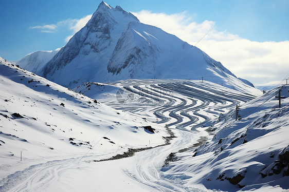 冰雪皑皑的山峰图片